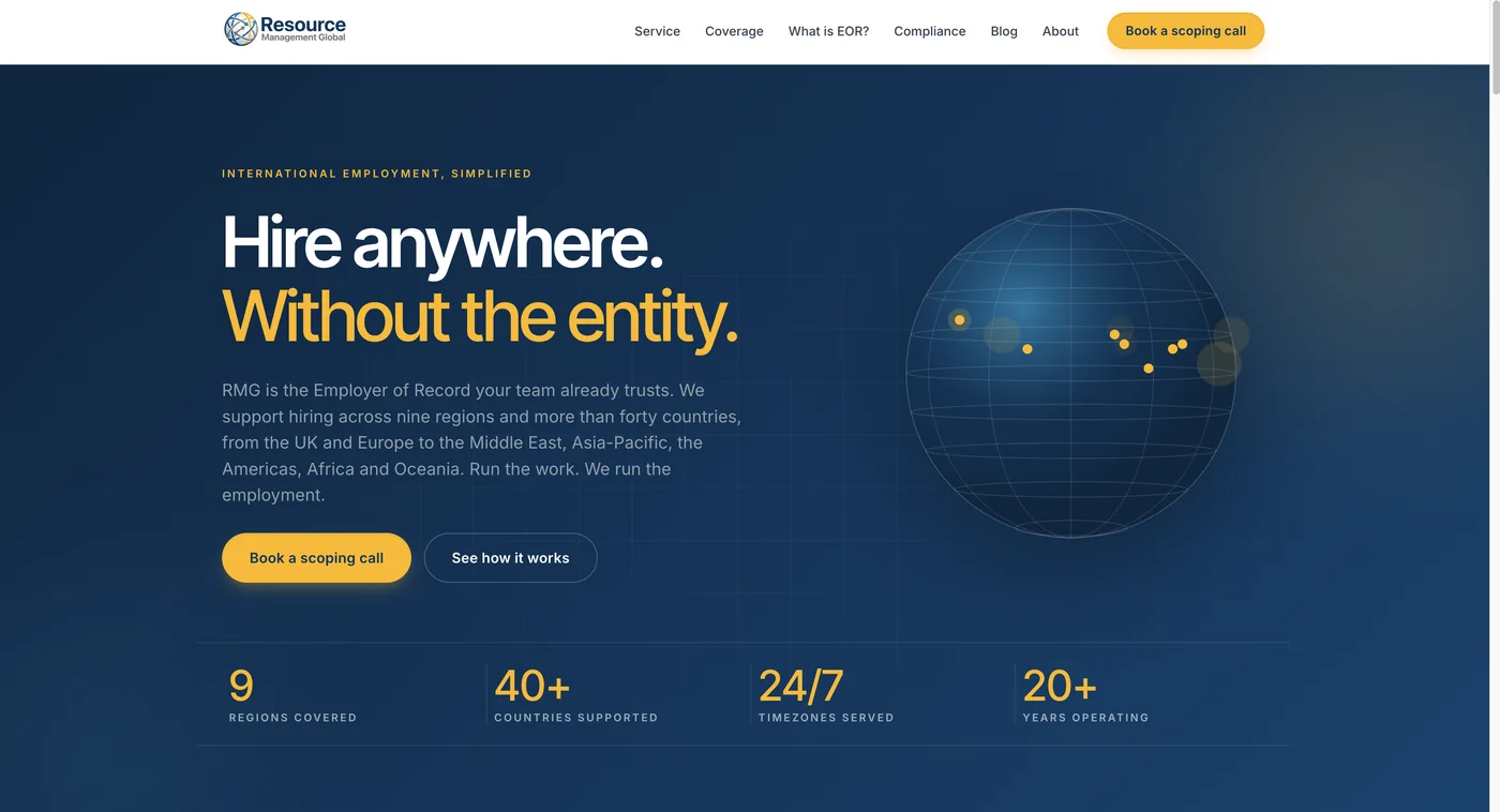 Resource Management Global website designed by Initiate IT